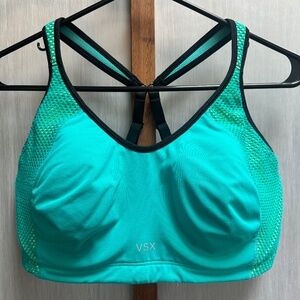 Victoria Secret, VSX, VS Sport Bra, Turquoise multicolor, 38DD.